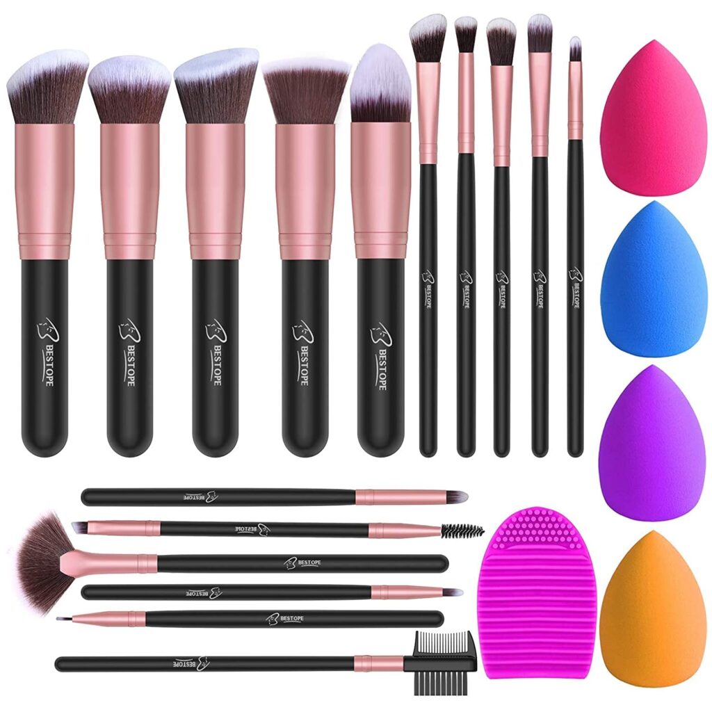 16 Stück Make up Pinsel Set mit 4 Beauty Schwamm und Bürste Wash