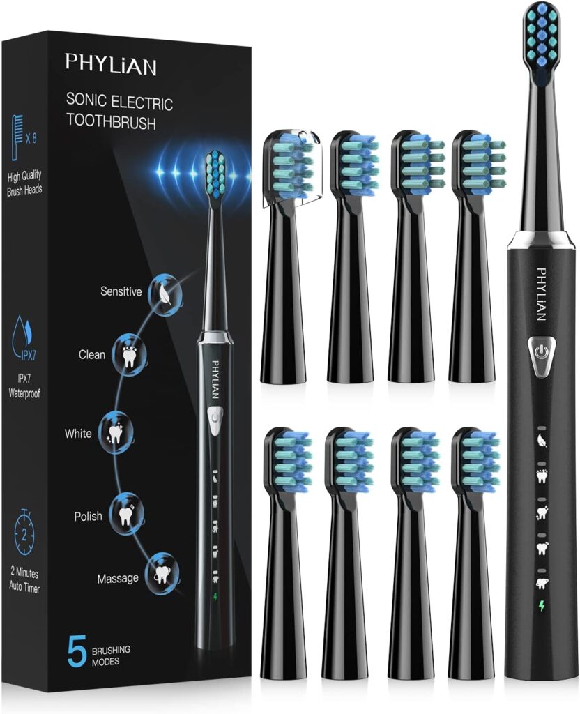 Sonic Elektrische Zahnbürste mit 8 Ersatzbürsten