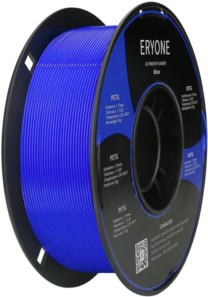 1kg Eryone PETG-Filament in blau für 3D-Drucker 1,75mm Durchmesser