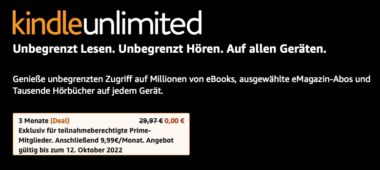 Kindle Unlimited – 3 Monate kostenlos testen