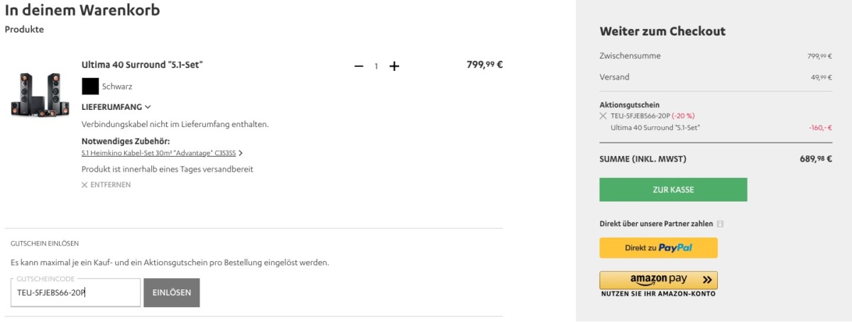 Nur HEUTE: Teufel Ultima 40 Surround MK3 - 5.1-Set mit 20% Preisvorteil! 5 Teufel Lautsprecher