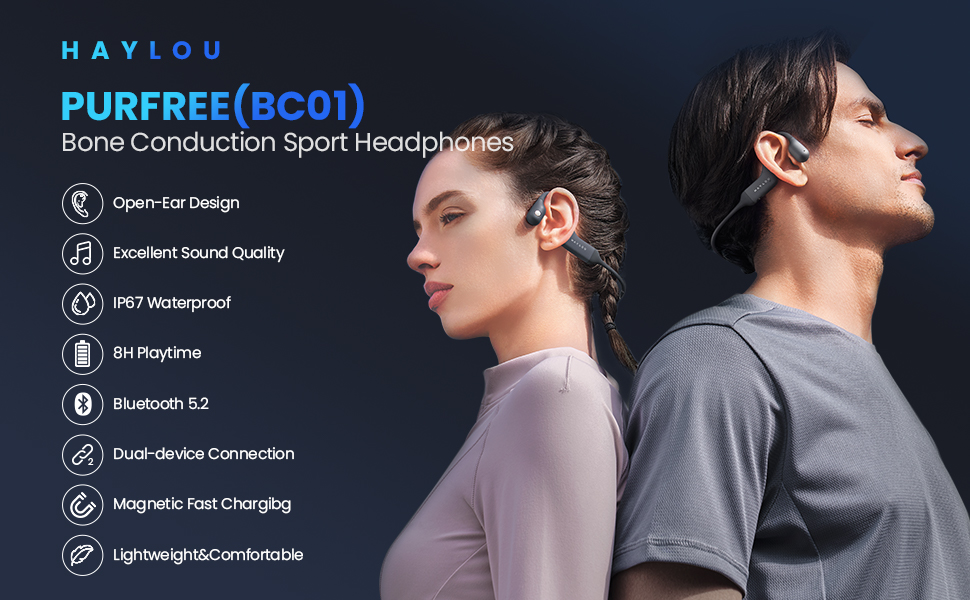HAYLOU PurFree Knochenleitungskopfhörer, Open-Ear Bluetooth 5.2 Sportkopfhörer – IP67 Wasserdicht 5 deal