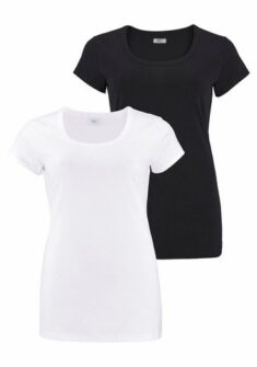 Longshirts im Doppelpack Immer Farbe plus Schwarz Sehr figurbetont geschnitten Rundhalsausschnitt Tolles Basic – vielseitig kombinierbar Nie wieder zu kurze Shirts! Und mit dem Doppelpack Longshirts von Flashlights gibt es zudem eine tolle farbliche Auswahl, denn sie lassen sich vielfältig kombinieren. Ganz klassisch kommen die T-Shirts mit Rundhalsausschnitt plus Paspel und in figurbetonter Form daher. Ob Freizeit, Büro, Sport, Shopping – die Damenshirts passen zu jeder Gelegenheit. Das Baumwollmaterial macht das Tragen besonders angenehm. Zweierpacks sind der Renner, besonders die mit den Longshirts von Flashlights.