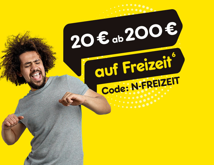 20 € Rabatt auf die Kategorie Freizeit ab 200 € Mindestbestellwert Gutscheincode: N-FREIZEIT