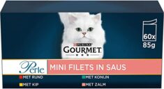 PURINA GOURMET Perle Erlesene Streifen Katzenfutter nass, Sorten-Mix, 60er Pack (60 x 85g)