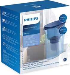 Philips Wasserfilterkanne gegen Kalk, Blei, Chlor, Pestizide, Mikro-Plastik, Aktivkohlefilter