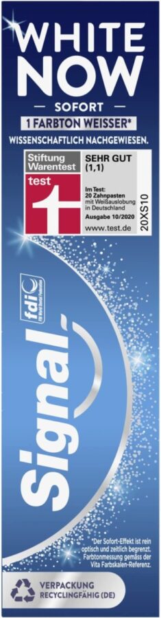 Signal Zahnpasta White Now für Zahnpflege mit Natriumfluoid 75 ml