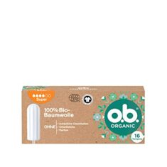 o.b. Organic Super (16 Stück), Bio Tampons für starke Tage aus 100 Prozent Bio Baumwolle