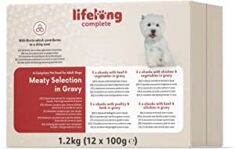 Lifelong Alleinfuttermittel für ausgewachsene Hunde- Fleischauswahl in Sauce, 1,2 kg (12 Beutel x 100g)
