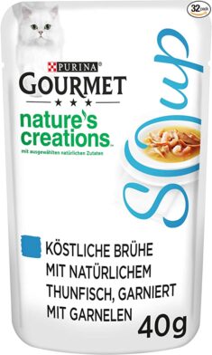 PURINA GOURMET Crystal Soup für Katzen mit naturbelassenem Thunfisch und Garnelen, 32er Pack (32 x 40g)