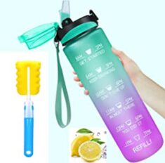 Trinkflasche mit Strohhalm 1L