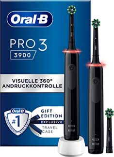 Oral-B Pro 3 3900 Elektrische Zahnbürste im Doppelpack mit 3 Aufsteckbürsten