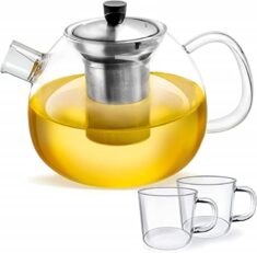 Teekanne aus Glas – 1200 ml + 2 Tassen