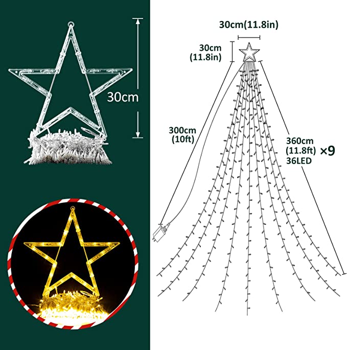 Lichterkette mit Stern 344 LED 360cm 9 Stränge02