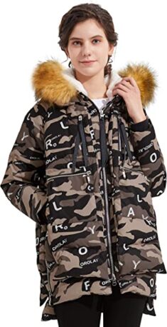 Orolay Winterjacke Damen Verdickte Warme Outdoor Daunenjacke für Damen mit Kapuze
