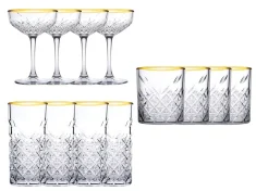 Pasabahce Gläser-Set Timeless 12-tlg. mit Goldrand