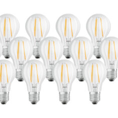 12 x Osram LED Filament Birnen A60 6,5W = 60W E27 klar 806lm neutralweiß 4000K