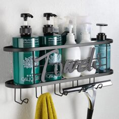 Aufbewahrungsregal für Badezimmer Küche Wohnzimmer (Schwarz, 43,5 cm)