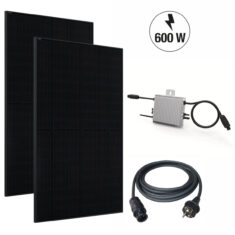 Balkonkraftwerk Full Black 600:800Wp, 2 x JA-Solar 400W + Wechselrichter WLAN + AC Adapter-Stecker