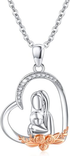 REDSUN Mutter Tochter Halskette 925 Sterling Silber