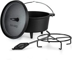 ToCis Big BBQ Dutch Oven Set Galloway | fertig eingebrannter 4.5qt Gusseisen Topf | 3.1 Liter