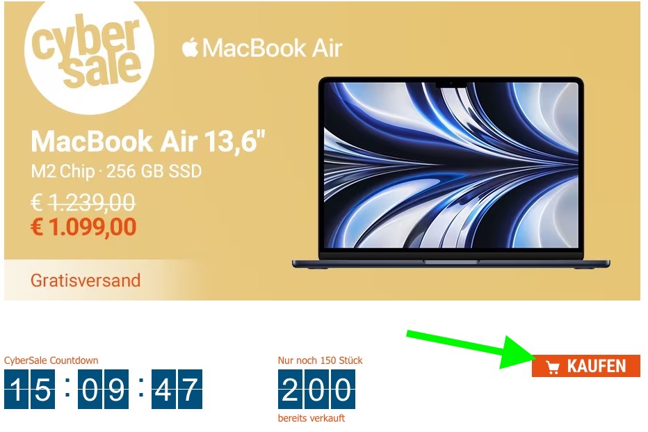 Apple MacBook Air M2 8/256GB Midnight (13.6", 2560x1664, IPS, 500nits, 8‑Core GPU, MagSafe) 5 deal 2023 02 23 um 17.50.13