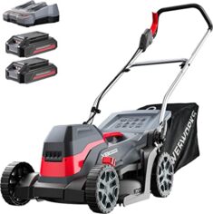 Powerworks Akku-Rasenmäher, 40V(2*20V) Li-Ion Akkus + Ladegerät