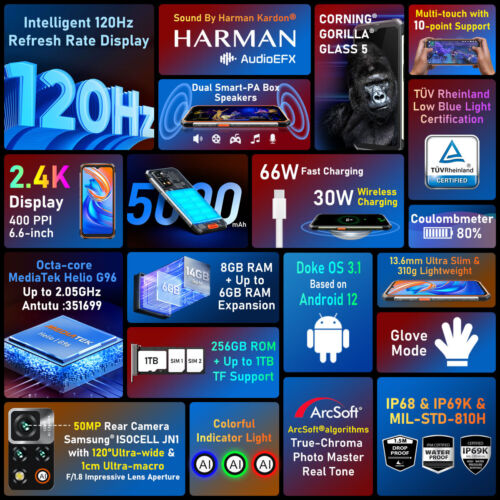 Blackview BV9200 Outdoor Smartphone 8GB+256GB Andriod 12 Handy 50MP 5 s l500