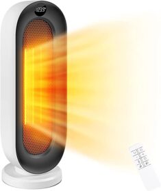 COOCHEER Heizlüfter mit ECO-Energiesparmodus, 2000W, 3 Modi, 12-Stunden-Timer, Kippschutz