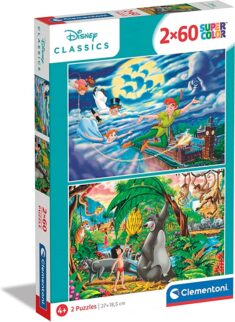 Clementoni 21613 Supercolor Disney Classic – Puzzle 2 x 60 Teile ab 5 Jahren