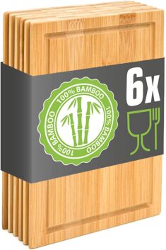 DuneDesign 6er Set- Schicke Stullenbretter – 22×15 Frühstücksbrettchen aus Bambus