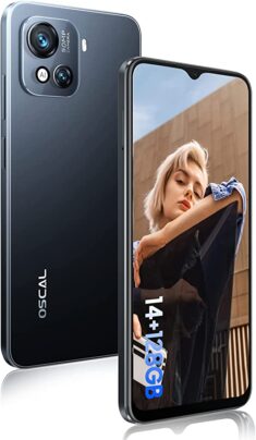 OSCAL Smartphone ohne Vertrag, 14GB RAM, 128GB ROM, Android 12, 6,5 Zoll Display