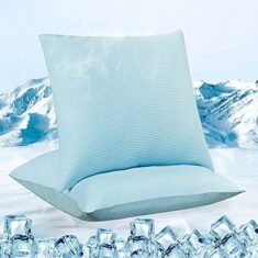 Luxear kühlender Kissenbezug 2er Set, Kopfkissenbezug elastisch mit Arc-Chill Kühlfasern