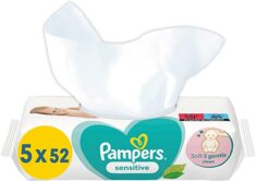 Pampers Sensitive Baby Feuchttücher, 260 Tücher (5 x 52)