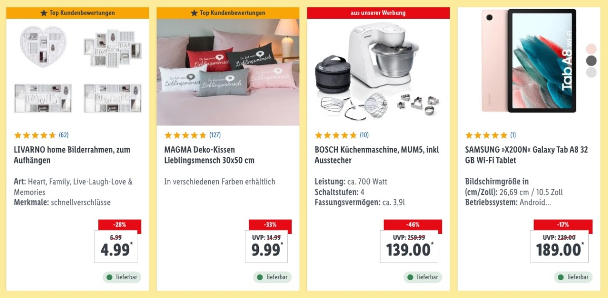 Lidl Familiendeals mit bis zu 30% Rabatt auf ausgewählte Artikel 2 Beispiele Lidl Deals