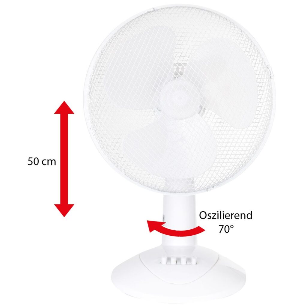 LEX XXL Tischventilator Ventilator Ø30 cm, 3 Geschwindigkeiten, Oszillation, 50cm