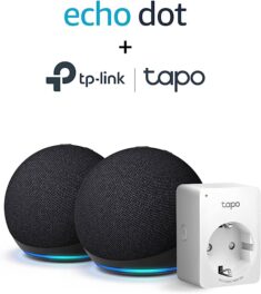 Echo Dot (5. Generation, 2022) im 2er pack + TP-Link Tapo P110 Smart Plug (WLAN-Steckdose)