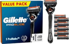 Gillette ProGlide Nassrasierer Herren, Rasierer + 10 Rasierklingen mit 5-fach Klinge