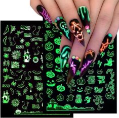 6 Blatt Halloween Nagelsticker (leuchten im Dunkeln)
