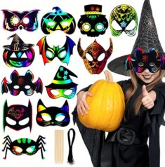 Halloween Kratzbilder Masken für Kinder