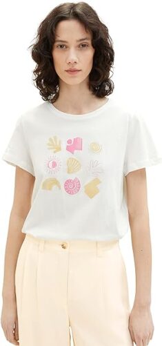 TOM TAILOR Damen Sommer T-Shirt aus Baumwolle