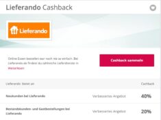 Cashback bei Lieferando