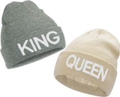 Pärchen Mütze mit King : Queen Schriftzug