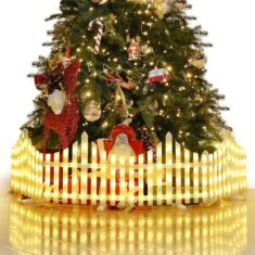 Quntis Weihnachtsbaum Zaun 1,4M Länge mit Lichterkette