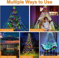 Bunte 2,8m LED Lichterkette mit 10 Girlanden (280 LEDs), IP44 Wasserdicht