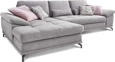 Cavadore L-Form Eckcouch Castiel mit Sitztiefenverstellung und XL-Longchair (312 x 89 x 173cm)
