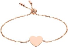 Fossil Edelstahl Damen Armband Gravierbar Herz