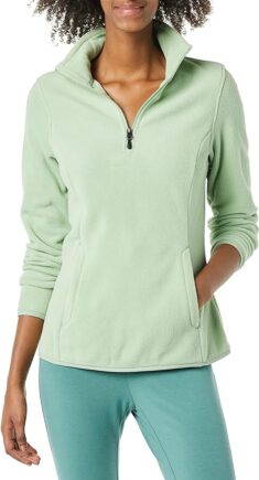 Damen Fleece Jacke mit Viertelreißverschluss