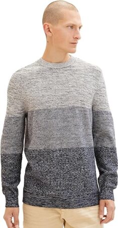 TOM TAILOR Herren Crewneck Strickpullover aus Baumwolle