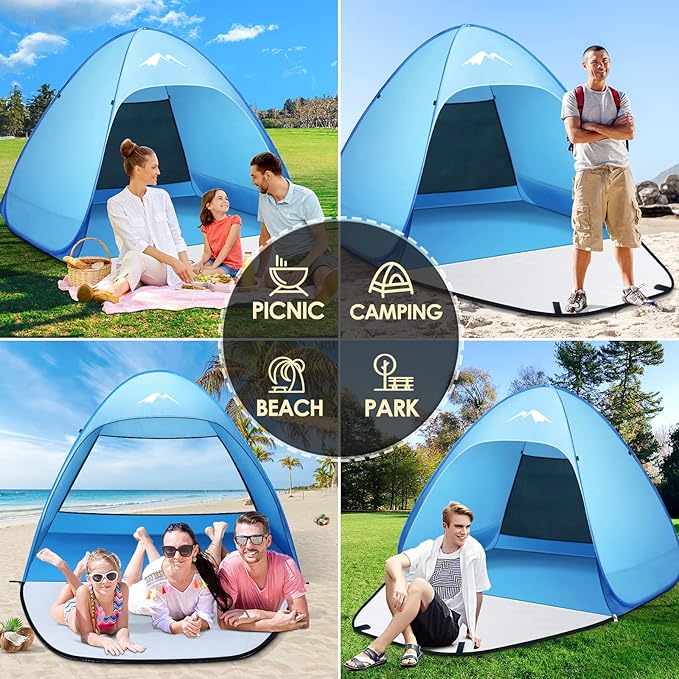 PUREBOX Strandmuschel Pop-Up Zelt – Perfekter UV-Schutz für nur 18,89€! 8 Hervorragender UV-Schutz – Dieses Strandzelt für 3 Personen schützt dich und deine Familie